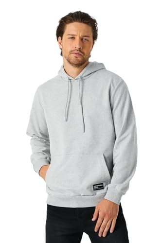 BY COMEOR Erkek Gri Basic Kapüşonlu Regular Fit Normal Kesim 2 İplik Kumaş Günlük Sweatshirt CMRE49