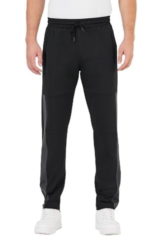 BY COMEOR Erkek Siyah Standart Fit Normal Kesim Düz Paça Cep Fermuarlı Rahat Jogger Eşofman Altı