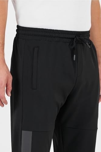 BY COMEOR Erkek Siyah Standart Fit Normal Kesim Düz Paça Cep Fermuarlı Rahat Jogger Eşofman Altı