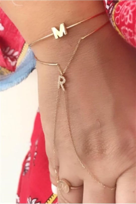 by milo jewellery 14 ayar altın Harf şahmeran SARI Tek Ebat