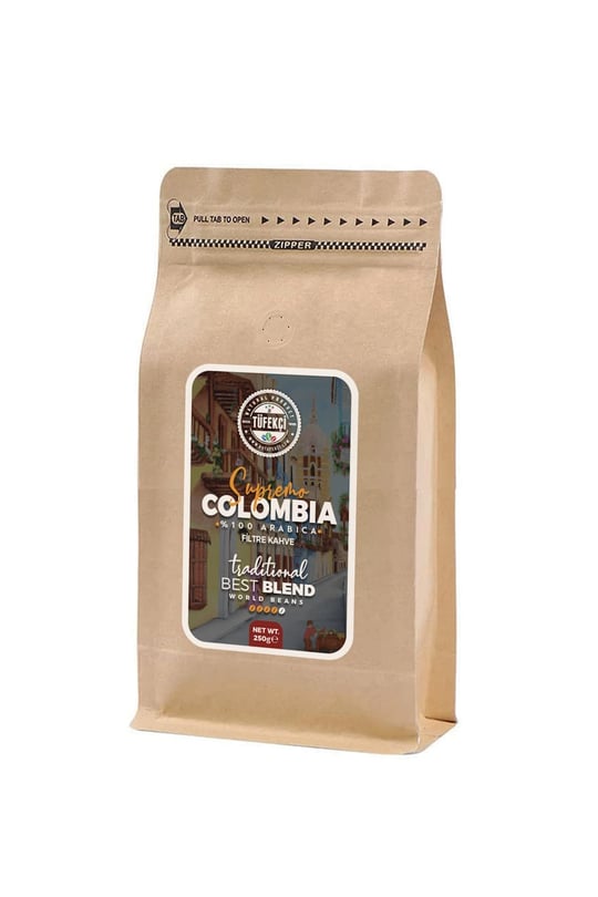 By Tüfekçi %100 Arabica Colombia Supremo Öğütülmüş Filtre Kahve 250 Gr Clipsli Ambalaj