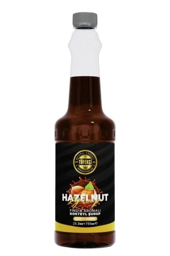 By Tüfekçi Fındık Aromalı Şurup 750 ml – Kahve, Kokteyl, Pasta ve Tatlılar İçin, Doğal Aroma, Gerçek Pancar Şekeri - Seçenekler: 60 ML, 750 ML