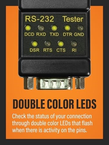Cablemax RS-232 LED bağlantı Test Cihazı DB-9 Erkek - DB-9 Dişi