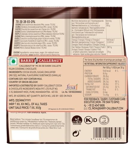 Callebaut 70-30-38 ekstra bitter çikolata 400 g