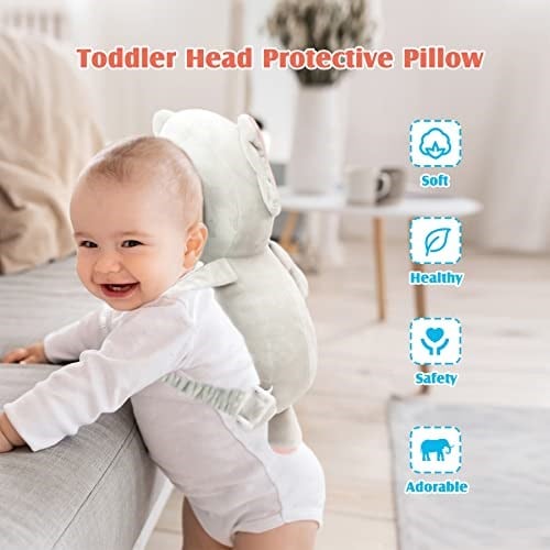 Calody Bebek Kafası Koruyucu Yastık Küçük Çocuk Sırt Çantası, Yeni Yürüyen Bebek için Bebek Güvenlik Ürünleri, Emekleme ve Yürüyüş için Bebek Sırt Koruması (Fil))