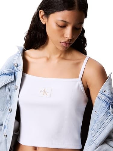 Calvin Klein A- WOVEN LABEL RIB CAMI Tişört Kadın