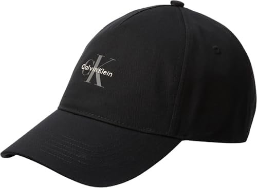 Calvin Klein Erkek Mono Logo Panel Pamuklu Şapka, Siyah (Siyah), Tek Beden, siyah siyah), One Size