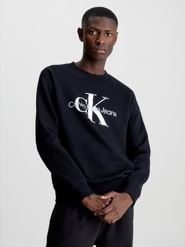 Calvin Klein Jeans Erkek Core Monogram Bisiklet Yaka Kazak, Ck Siyah, L
