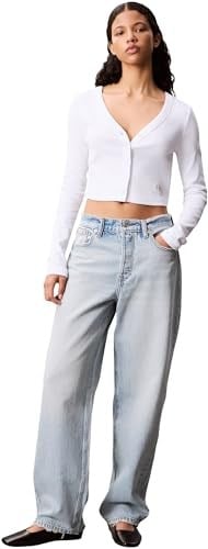 Calvin Klein LS WOVEN LABEL 2X2 COTTON RIB CA Tişört Kadın