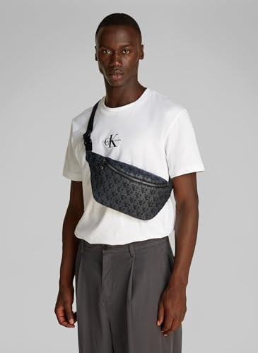 Calvin Klein MATTE AOP SQ WAISTBAG 38 Erkek Çanta, Siyah, Tek Beden