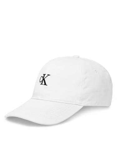 Calvin Klein Monogram Embroıdery Baseball Cap, Beyaz