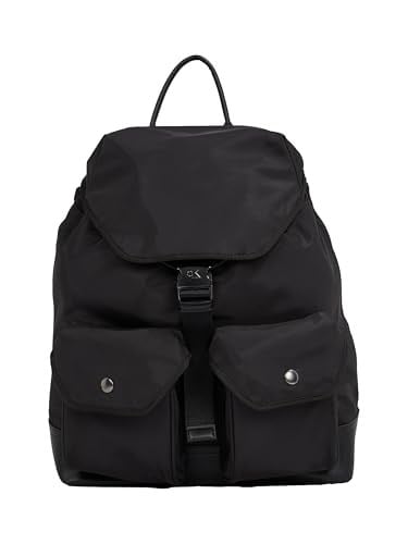 Calvin Klein SPEED CLIP UT FLAP BACKPACK35 NY Erkek Sırt Çantası, Siyah, Tek Beden
