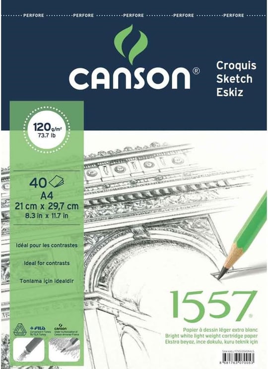 Canson 1557 Resim Ve Çizim Blok 120Gr A5 40Yp Üstten Spiralli Resim Defteri - Seçenekler: a5, a3, a4