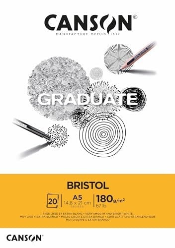 CANSON Graduate - C400110382 Bristol Block, DIN A5, 20 yaprak, 180 g/m² - Seçenekler: DIN A5, DIN A4