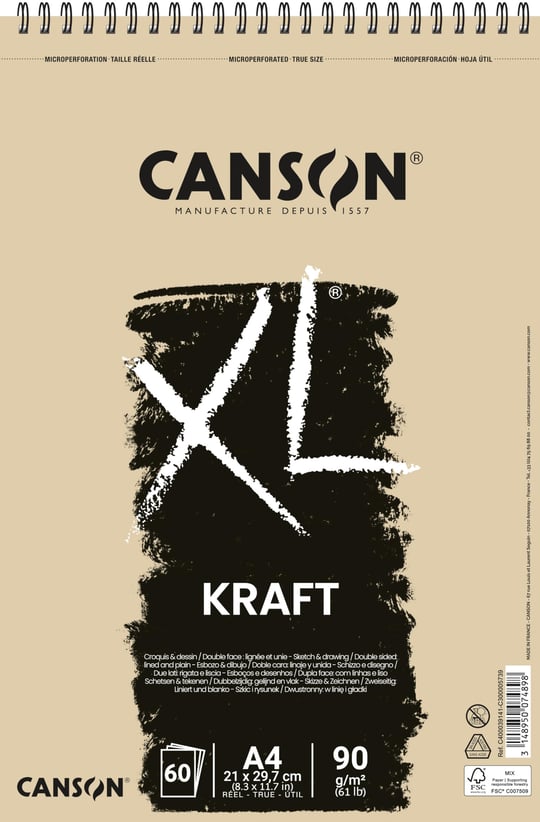 Canson Spp Canxl Kraft 60S A4 90G Brun Kraft Blok - Seçenekler: DIN A5, 210 x 309 mm, 297 x 432 mm
