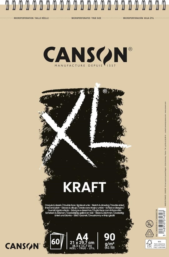 Canson Spp Canxl Kraft 60S A4 90G Brun Kraft Blok - Seçenekler: DIN A5, 210 x 309 mm, 297 x 432 mm