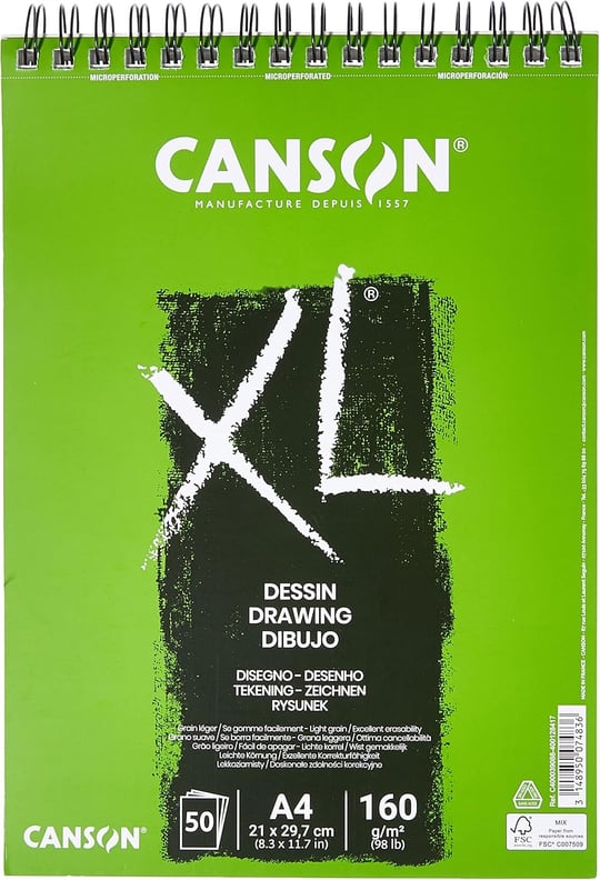 Canson Xl Draw Eskiz ve Resim Defteri, Spiralli, 50 Sayfa, A3, 160G - Seçenekler: 297 x 432 mm, 210 x 309 mm