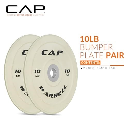 CAP Barbell Kauçuk Olimpiyat Tampon Plakası | Çoklu Seçenekler - Seçenekler: Beyaz En İyi 10 Pound Çifti, En İyi - Çift 4,5 kg...