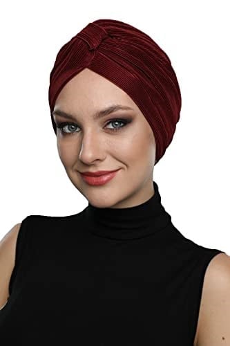 Çapraz Plise Bantlı Astarlı Hazır Türban Tesettür Havuz Bonesi