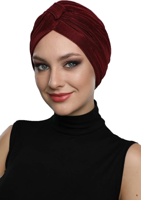 Çapraz Plise Bantlı Astarlı Hazır Türban Tesettür Havuz Bonesi