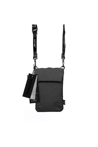 Çapraz Vücut Çantası Sling Pouch Juno Cross-Hatch Naylon Scout Boyun Askı Kayışlı Siyah