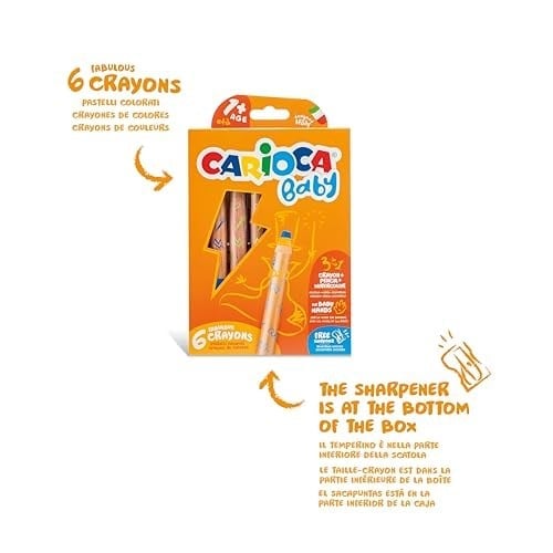 Carioca 3 In 1 Jumbo Bebek Ahşap Gövdeli Boya Kalemi 6Lı,Kalemtraş Hediyeli - Seçenekler: 6Lı, 10Lu