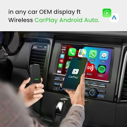Carlinkit 5.0 - Kablolu CarPlay ve Kablolu Android Auto Cars için Kablosuz CarPlay Adaptörü 2air - Basit Tasarım | Kablosuz Kablolu | Otomatik Bağlantı | Çevrimiçi Yükseltme | Yaygın Uyumlu
