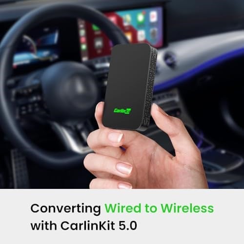 Carlinkit 5.0 - Kablolu CarPlay ve Kablolu Android Auto Cars için Kablosuz CarPlay Adaptörü 2air - Basit Tasarım | Kablosuz Kablolu | Otomatik Bağlantı | Çevrimiçi Yükseltme | Yaygın Uyumlu