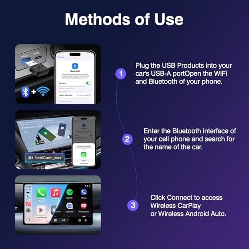Carlinkit Kablosuz CarPlay/Android Otomatik Adaptör USB Mini Ultra Fabrika Kablolu CarPlay ve OEM Kablolu Android Otomatik, Tak ve Çalıştır Kablosuz CarPlay/Android Otomatik Dongle iOS 10 ve Android