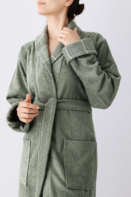 Carmine Robe Olive - Ekstra Yumusak, Modern ve Ozel Tasarim%100 Pamuk unisex SALYAKA Bornoz
