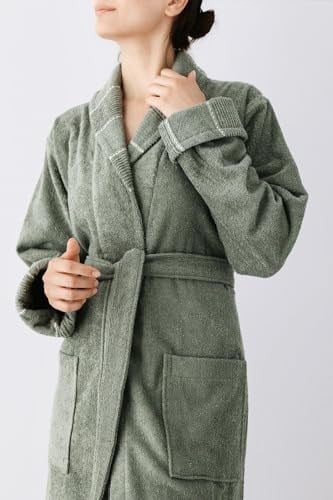 Carmine Robe Olive - Ekstra Yumusak, Modern ve Ozel Tasarim%100 Pamuk unisex SALYAKA Bornoz