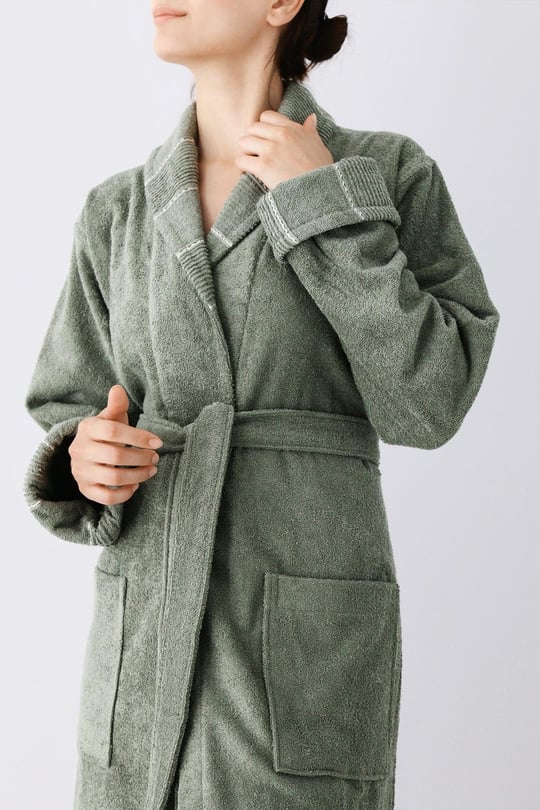 Carmine Robe Olive - Ekstra Yumusak, Modern ve Ozel Tasarim%100 Pamuk unisex SALYAKA Bornoz