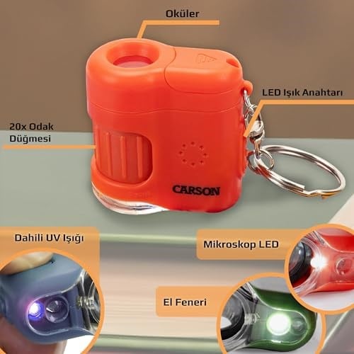 Carson MM-280O MicroMini™ Cep Mikroskobu Anahtarlık, Turuncu