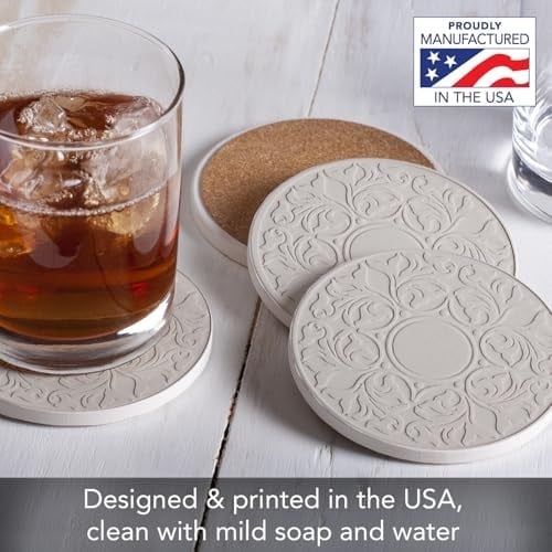 Casa Bruno Embossed Victorian Lace – içecekler altlık aus Kumtaşı – 4lü Hediye Paketi