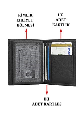 Case Club Hakiki Deri Kartlık Cüzdan Kimlik Ehliyet Kağıt Para ve On Dört Adet Kartlık Bölmeli Siyah