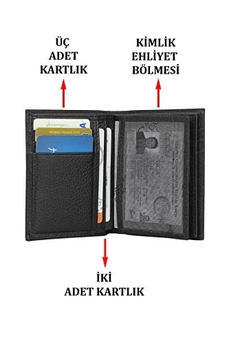 Case Club Hakiki Deri Kartlık Cüzdan Kimlik Ehliyet Kağıt Para ve On Dört Adet Kartlık Bölmeli Siyah