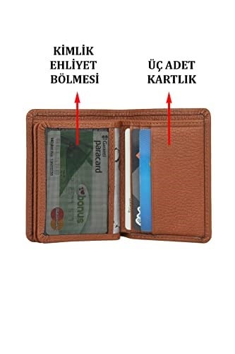 Case Club On Bölmeli Deri Kartlık Kimlik Ehliyet ve Kağıt Para Bölmeli Taba