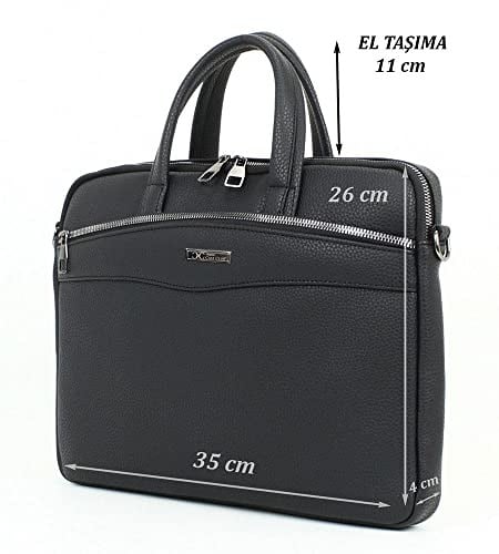 Case Club Unisex Siyah El Çantası Slim Model Omuz Askılı 13,3 14 inç Laptop Bölmeli Siyah