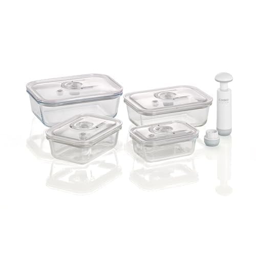 Caso 1197 VacuBoxx E-Set Vakum Kabı, 4 Adet, Vakumlu El Pompası Ve Adaptör Dahil, BPA İçermez