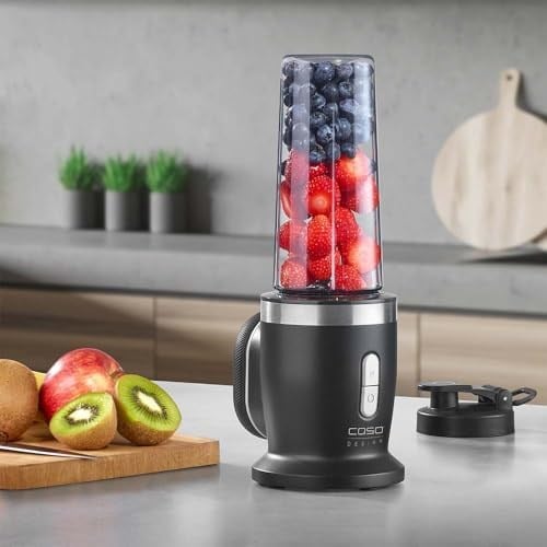 CASO Click & Blend – Kablosuz blender, pille çalışır, 240 W, Smoothie, Shakes ve daha fazlası için – 14.000 devir/dakika; 4 kat paslanmaz çelik bıçak/dip, shakes, pesto, soslar, smoothies için