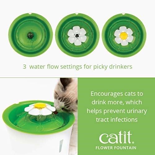 Catit 2.0 Flower Fountain Çiçek Çeşmeli, Filtreli Dekoratif Kedi Su Kabı, Beyaz/Yeşil Renk