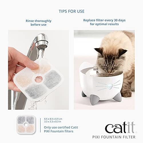 Catit 43722 Pixi yedek filtre, Catit Pixi su çeşmesi için içme çeşmesi filtresi, 6lı paket