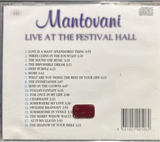 CD Mantovani Live At The Festival Hall CD