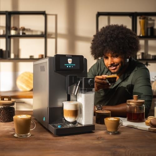 Cecotec Cremmaet Latte Touch süper otomatik kahve makinesi 19 bar, termoblok, 12 içecek, 4 profil, su 1,1 l ve 400 ml süt, TFT ekran, konik değirmeni, otomatik temizleme, yükseklik ayarlanabilir