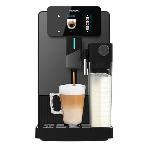 Cecotec Cremmaet Latte Touch süper otomatik kahve makinesi 19 bar, termoblok, 12 içecek, 4 profil, su 1,1 l ve 400 ml süt, TFT ekran, konik değirmeni, otomatik temizleme, yükseklik ayarlanabilir