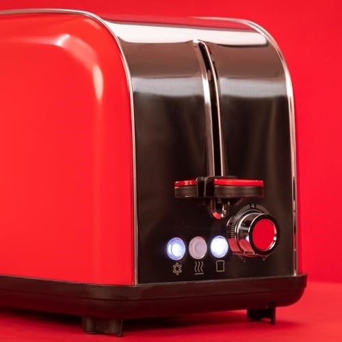 Cecotec Dikey Ekmek Kızartma Makinesi Tost Zamanı 850 Kırmızı Lite, 850 W, 2 Dilim Ekmek Kapasitesi, Geniş Yuva, Paslanmaz Çelik, Kolaylık İçin Önceden Ayarlanmış Özellikler, Özelleştirilebilir Tost