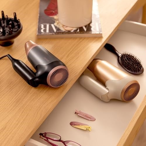 Cecotec IoniCare Power&Travel katlanabilir saç kurutma makinesi, 2400 W, DC motor, gerçek iyon teknolojisi, kompakt soğuk hava, difüzör, konsantre nozul ve taşıma çantası dahil