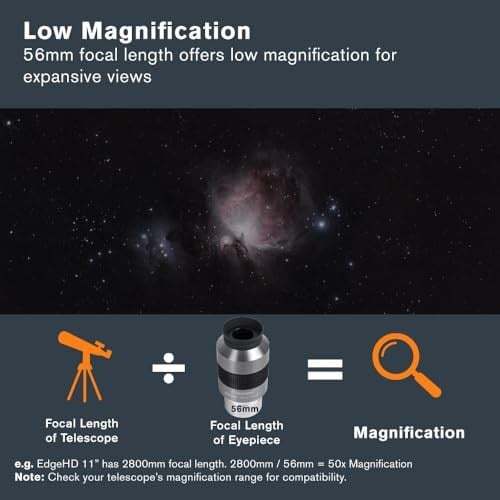 Celestron 93328 Omni 2 inç mercek, 56 mm ultra uzun odak uzaklığı ve üstün ışık iletimi – Derin gökyüzü yıldız kümeleri, yıldız bulutları ve galaksileri izlemek için, gümüş/siyah