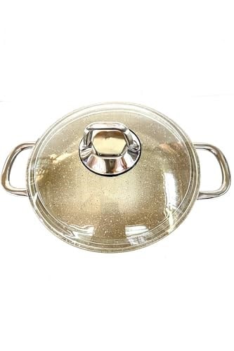 Çelik Kulplu Titanyum Granit Basık Karnıyarık Pilav Tenceresi 28 Cm