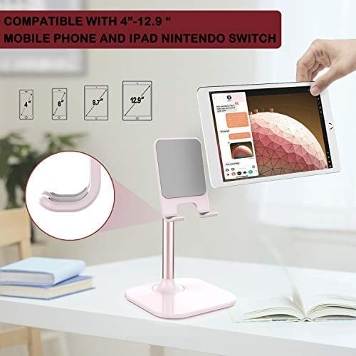 Cep Telefonu Standı, Doboli Masa için Telefon Standı, iPhone ve Tüm Cep Telefonları Tablet ile Uyumlu Telefon Tutucu Standı Pembe